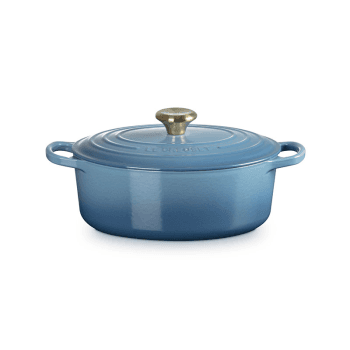 Image showing the Signature Cast Iron Oval Casserole, 27cm, Chambray product.