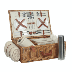 Image showing the Willow Deluxe 4 Person Hamper, Brown/Cream product.