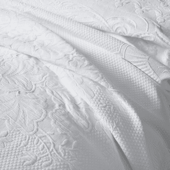Image showing the Vintage Etienne - Cotton Super king bedspread, 280 x 260cm, White product.