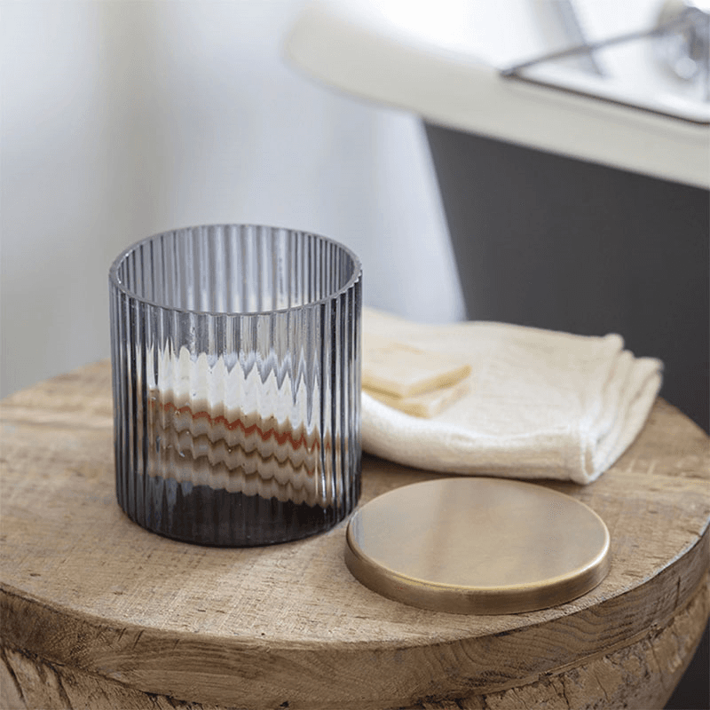 Valeska Recycled Glass Storage Pot, 450ml, Grey Smoke