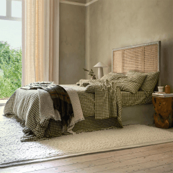 Image showing the Gingham Linen Blend Duvet Cover, King, Botanical Green product.