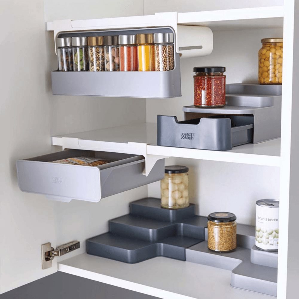 Undershelf drawer, H10 x W23.5 x D22.5cm, Dark Grey/ Grey