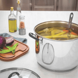 Image showing the Solar Silicone stainless steel stock pot and glass lid, stainless steel, 30cm product.