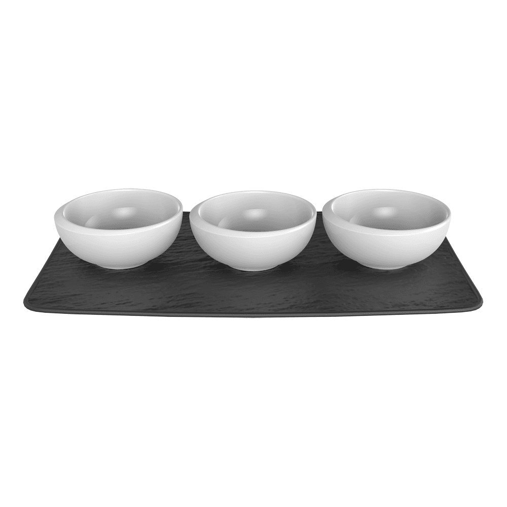 NewMoon Set of 3 small dip bowls, White/Slate
