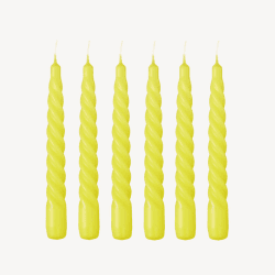 Image showing the Twist Set of 6 Dinner Candles, H20cm, Bumblebee Yellow product.