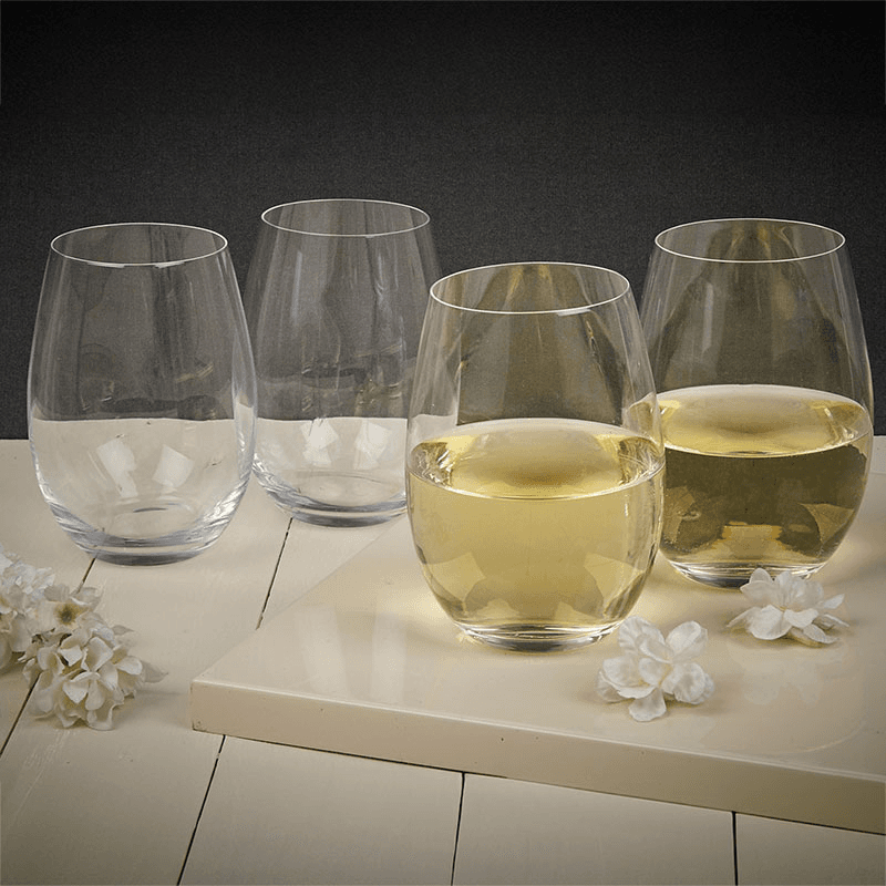 Julie Set of 4 Stemless Wine Glasses, 584ml, Clear