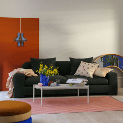 Image showing the Diana Lampshade, D28 cm, Caramel Brown & Serenity Light Blue product.