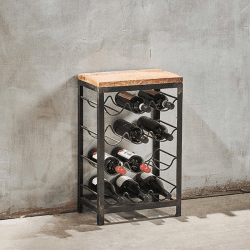 Image showing the Obra Industrial 12 Bottle Wine Rack, Black and Mango Wood product.