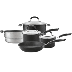 Image showing the Total Hard Anodised Non Stick Set of 5 Pans, Black product.