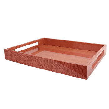 Image showing the Lacquered Tray 40 x 35cm, Orange Croc product.