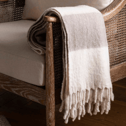 Image showing the Leigh Wide Stripe Throw, 130 x 170cm, Natural Stripe product.