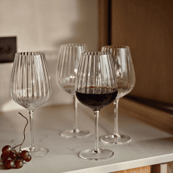 Image showing the Ribbed Set of 4 Ribbed Red Wine Glasses, H24cm, Clear product.