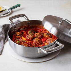 Image showing the Urban Triply Chefs Pan with Lid, 26cm, Stainless Steel product.