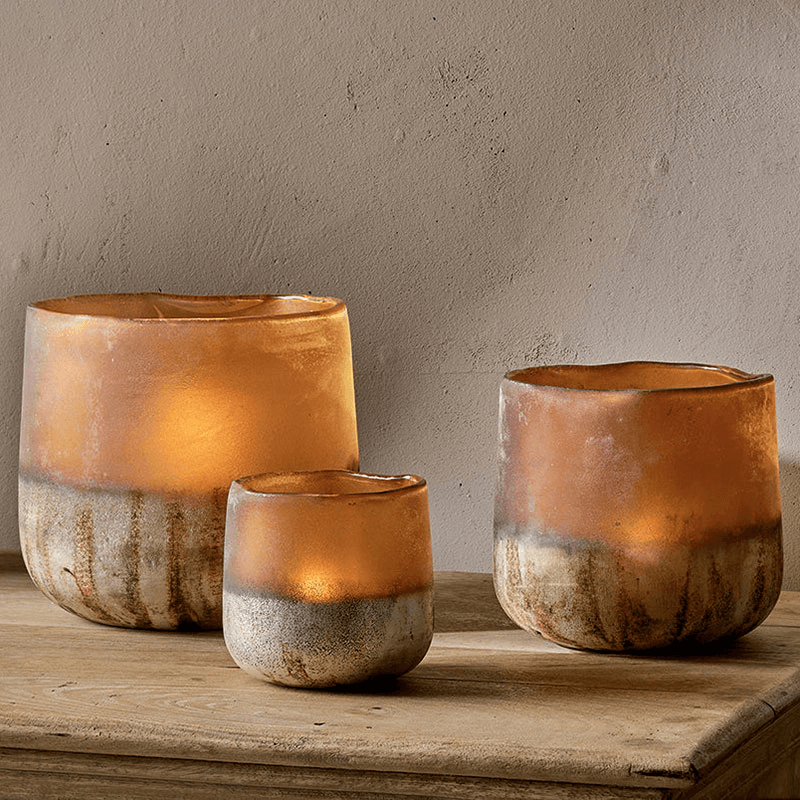 Ngolo Tealight Holder, D9cm, Amber