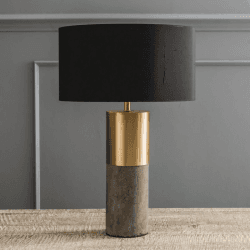 Image showing the Concrete And Brass Table lamp, H39.5 x W11cm, concrete and brass product.