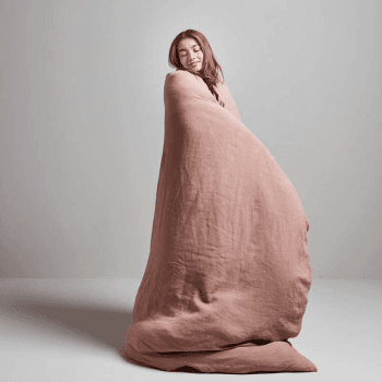 Image showing the Linen Super King Duvet Cover, Rust product.