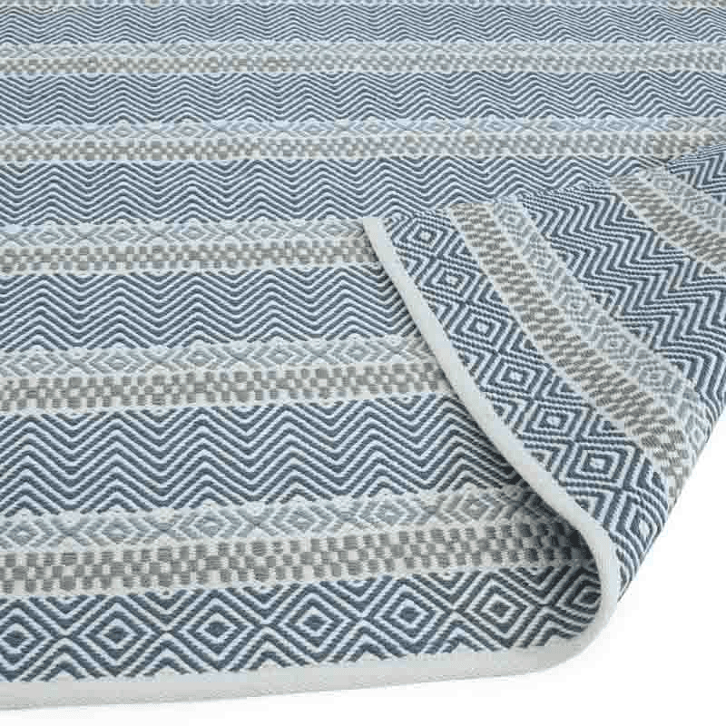 Boardwalk 100% Recycled PET Flatweave Rug, 120 x 170cm, Blue & Multi
