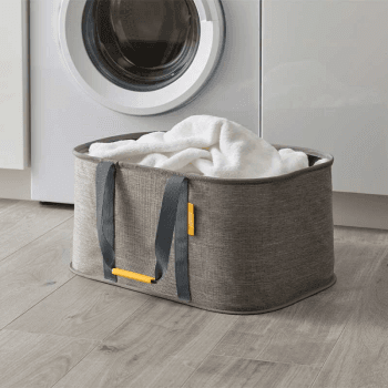 Image showing the Hold-All Collapsible Laundry Basket, 35L, Grey product.