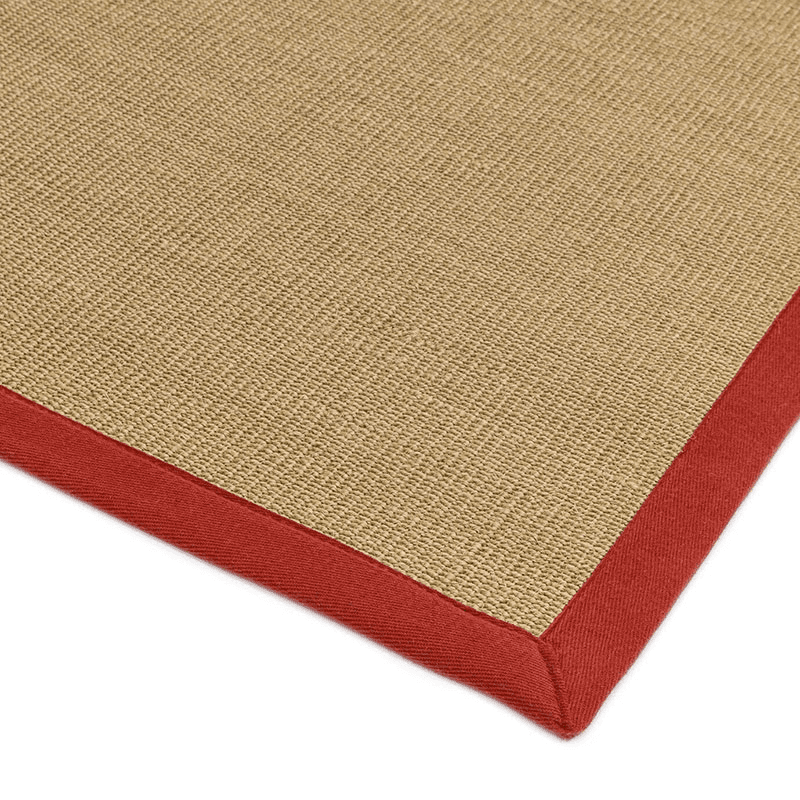 Sisal linen border runner, 160 x 230cm, red