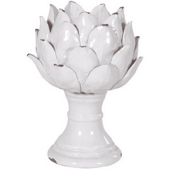 Candleholder, Flower, Distressed, Cream, 28 x 20cm
