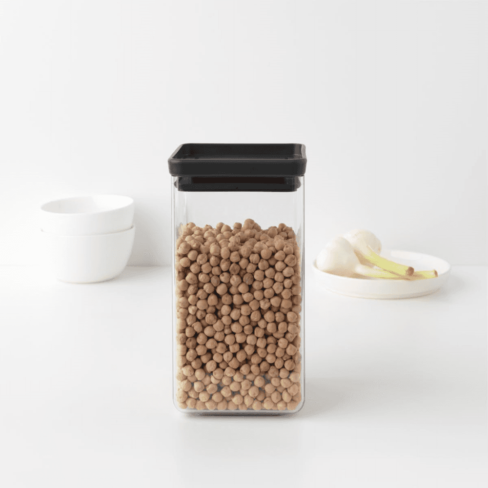 Tasty+ Stackable Square Canister, 1.6L, Dark Grey Lid