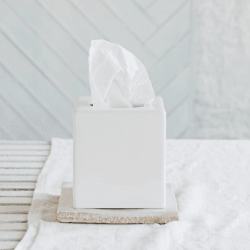 Image showing the Newcombe Tissue box cover, H15 x W13.5 x L13.5cm, White Ceramic product.