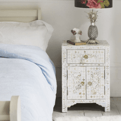 Image showing the Mother Of Pearl Inlay Side Table In White product.