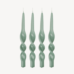 Image showing the Swirl Set of 4 Dinner Candles, H28cm, Jade Green product.