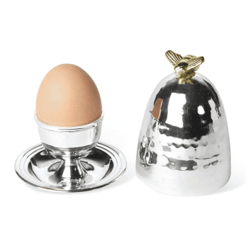 Image showing the Bee Egg cup, H11 x W9cm, Silver product.