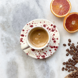Image showing the Splatter Espresso Cup & Saucer, D6.5cm, Cranberry product.