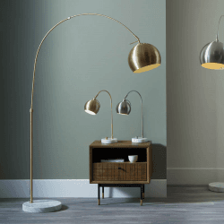 Image showing the Feliciani Floor Lamp, H175cm, Brushed Brass and White Marble product.