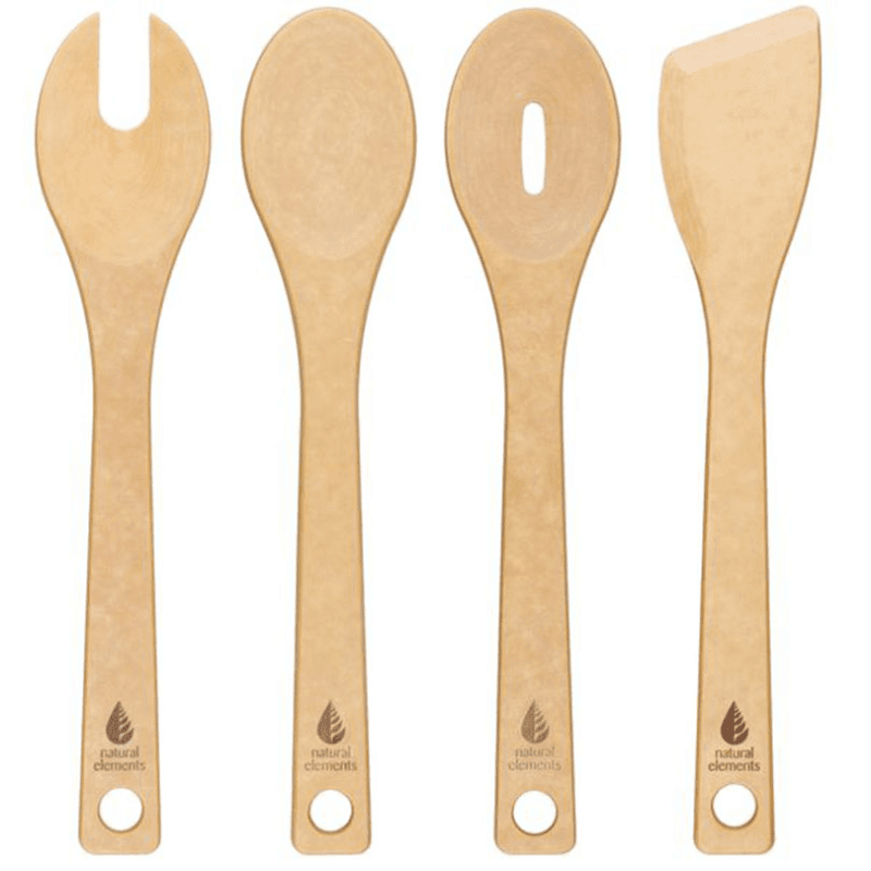 Natural Elements Eco-Friendly Wood Fibre Four Piece Utensil Set