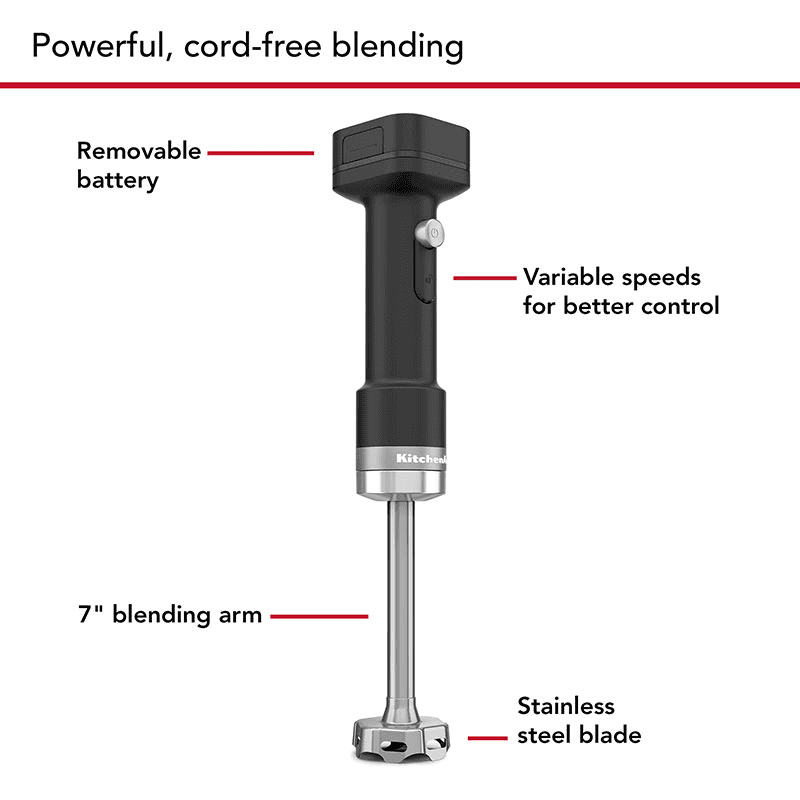 Cordless Hand Blender Plus Accessories Battery Included, Matt Black