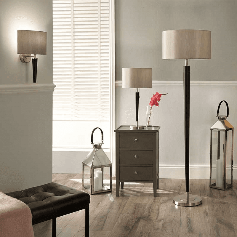 Lowry Floor Lamp, H161cm, Brushed Silver and Matt Black