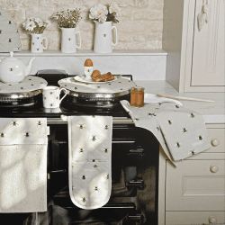 Image showing the Bees Linen Tea Towel, Natural, Yellow product.