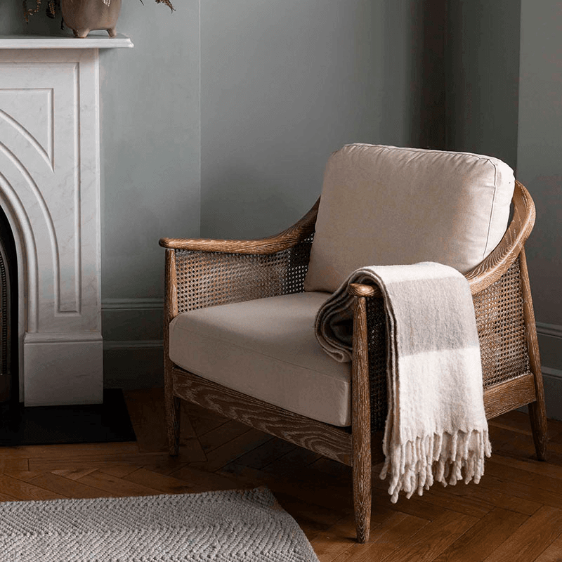 Leigh Wide Stripe Throw, 130 x 170cm, Natural Stripe