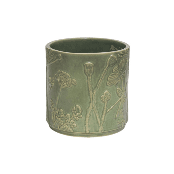 Image showing the Kew Botanical Retreat Stoneware Meadow Planter, D24cm, Green product.