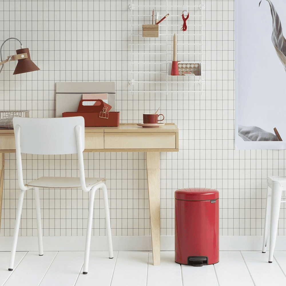 New Icon Plastic bucket pedal bin, 12 litre, Passion Red