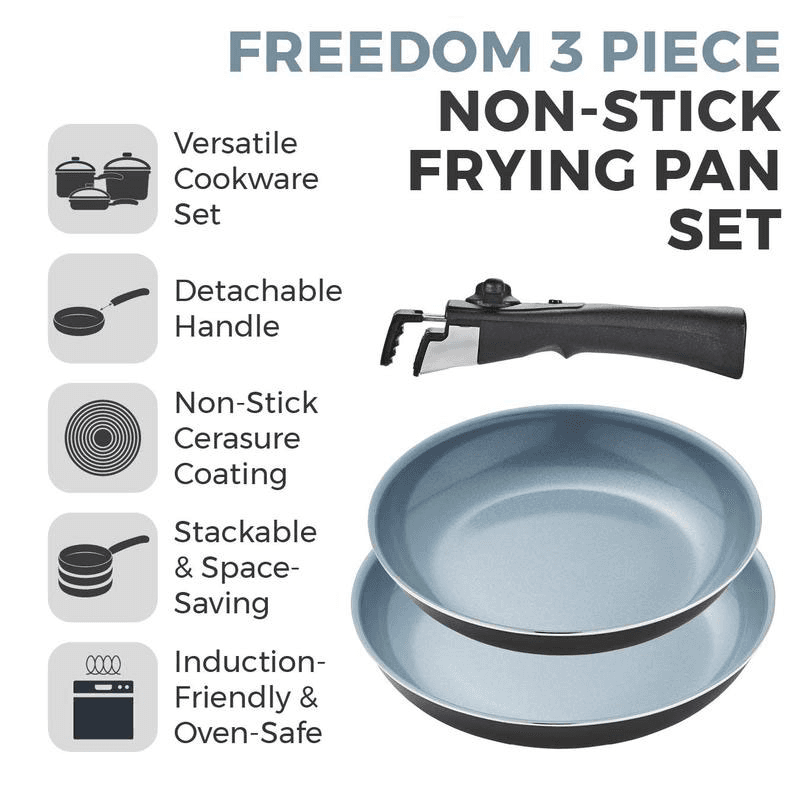Freedom 3 Piece Graphite Frying pan Set 24cm & 28cm, Grey