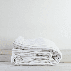 Image showing the Hikari Striped Throw, 180 x 200cm, Taupe & White product.