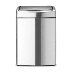 Image showing the Rectangular plastic bucket touch bin, 10 litre, Matt Steel Fingerprint Proof product.