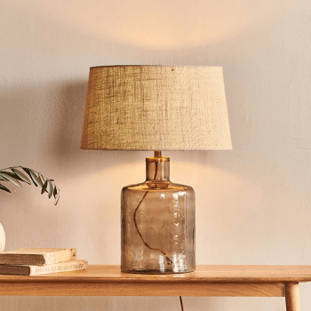Image showing the Edina Recycled Glass Table Lamp, H31cm, Smoke Brown product.
