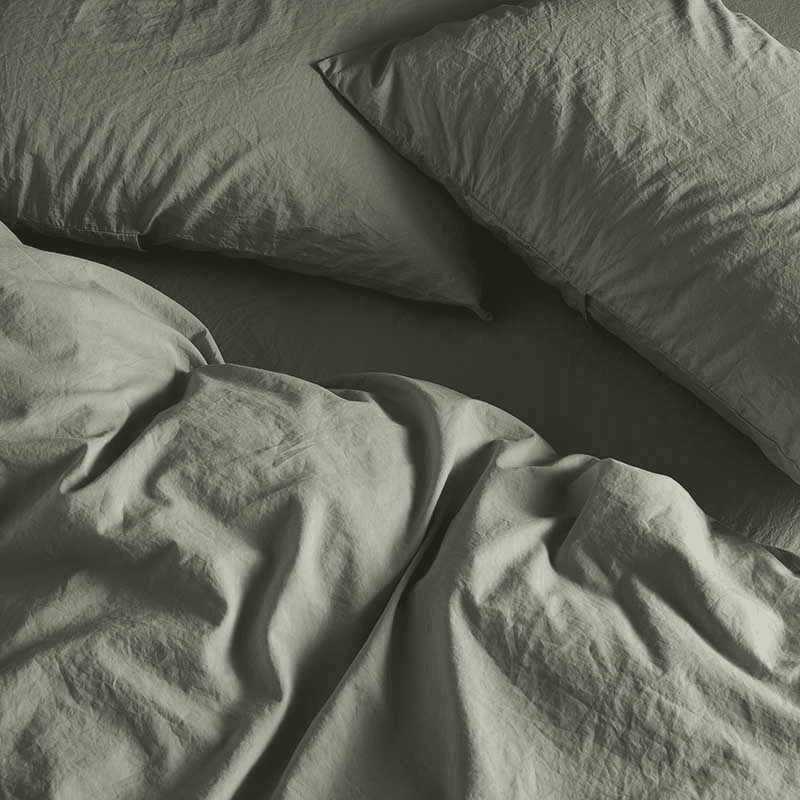 Relaxed Cotton Duvet Cover, Super King, Moss