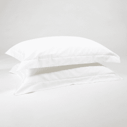 Image showing the The Edged 300 Thread Count Border Pair of Pillowcases, Standard, White product.
