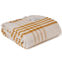 Image showing the Hex Check Pure New Wool Throw, 150 x 240cm, English Mustard product.