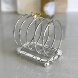 Image showing the Bee Toast rack, H12 x W8 x L12cm, Silver product.