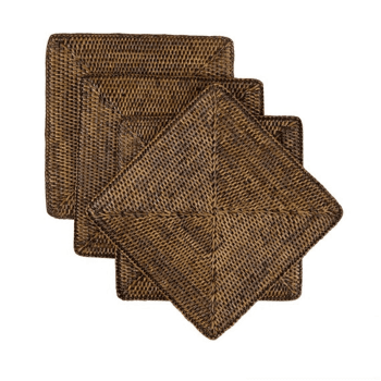 Image showing the Rattan Set of 4 square placemats, W22 x D22cm product.