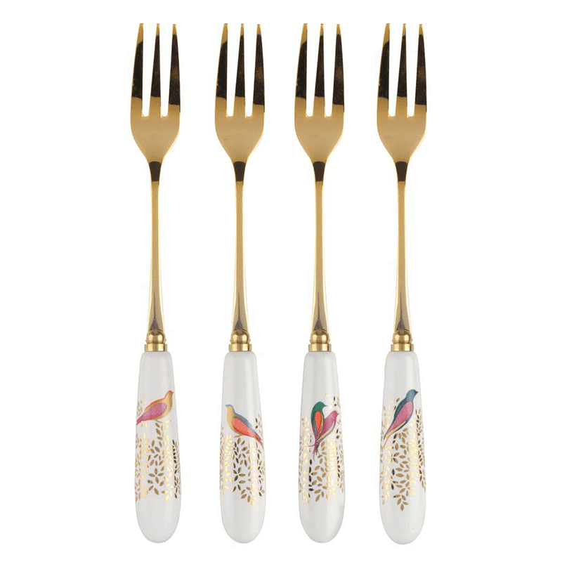 Chelsea Collection Set of 4 pastry forks, 15cm, cream/gold