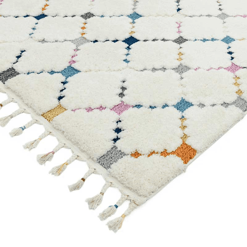 Ariana Moroccan Style Criss Cross Rug, 120 x 170cm, Cream & Multi