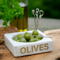 Image showing the Olive Set of 4 Picks and Holder, L12.5x W12.5 x H3.5cm, White product.